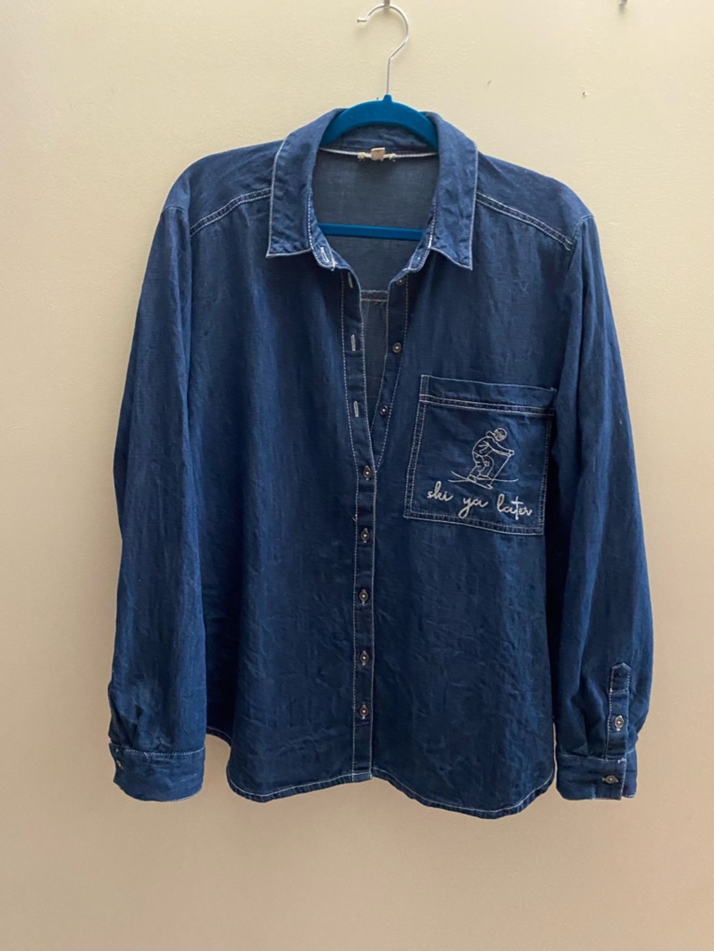 Pilcro Ski motif long sleeve denim button down - Picture 2 of 9